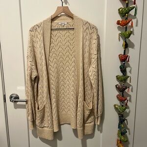 Madewell Open Stitch Oversized Cream Cardigan, Size SMALL